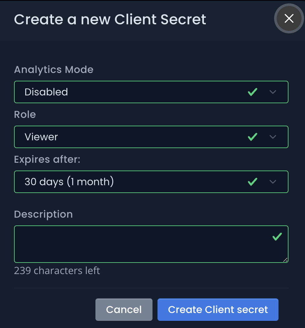 Create new  client secrets 