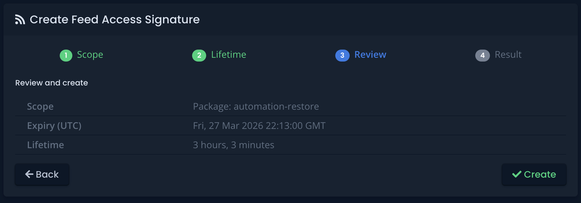 Wizard step 3 - Review