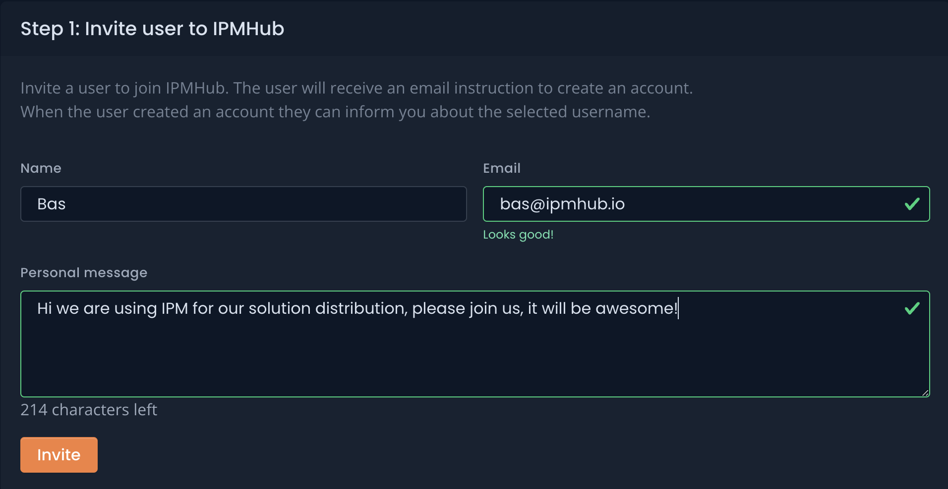 invite user to IPMHub