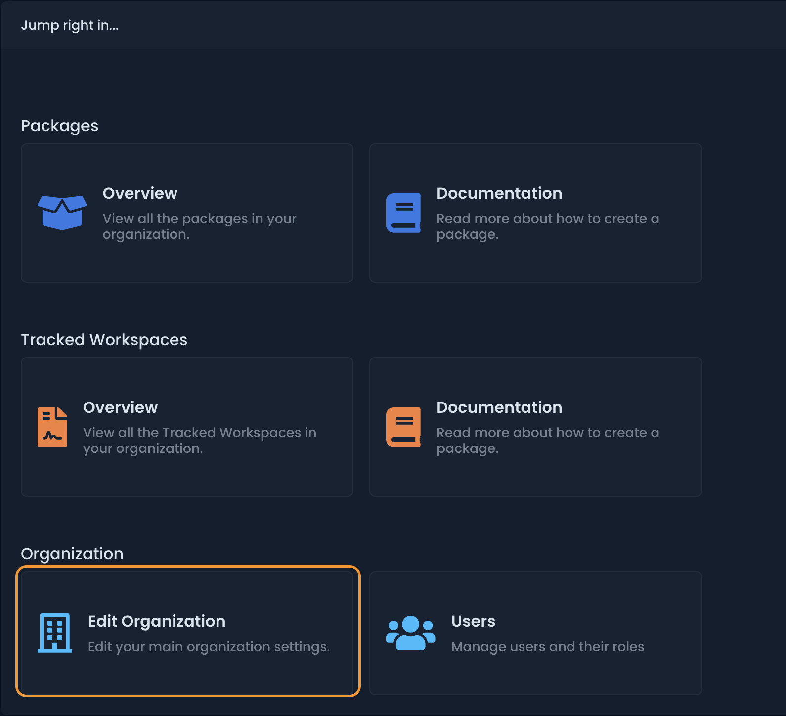 Organization dashboard