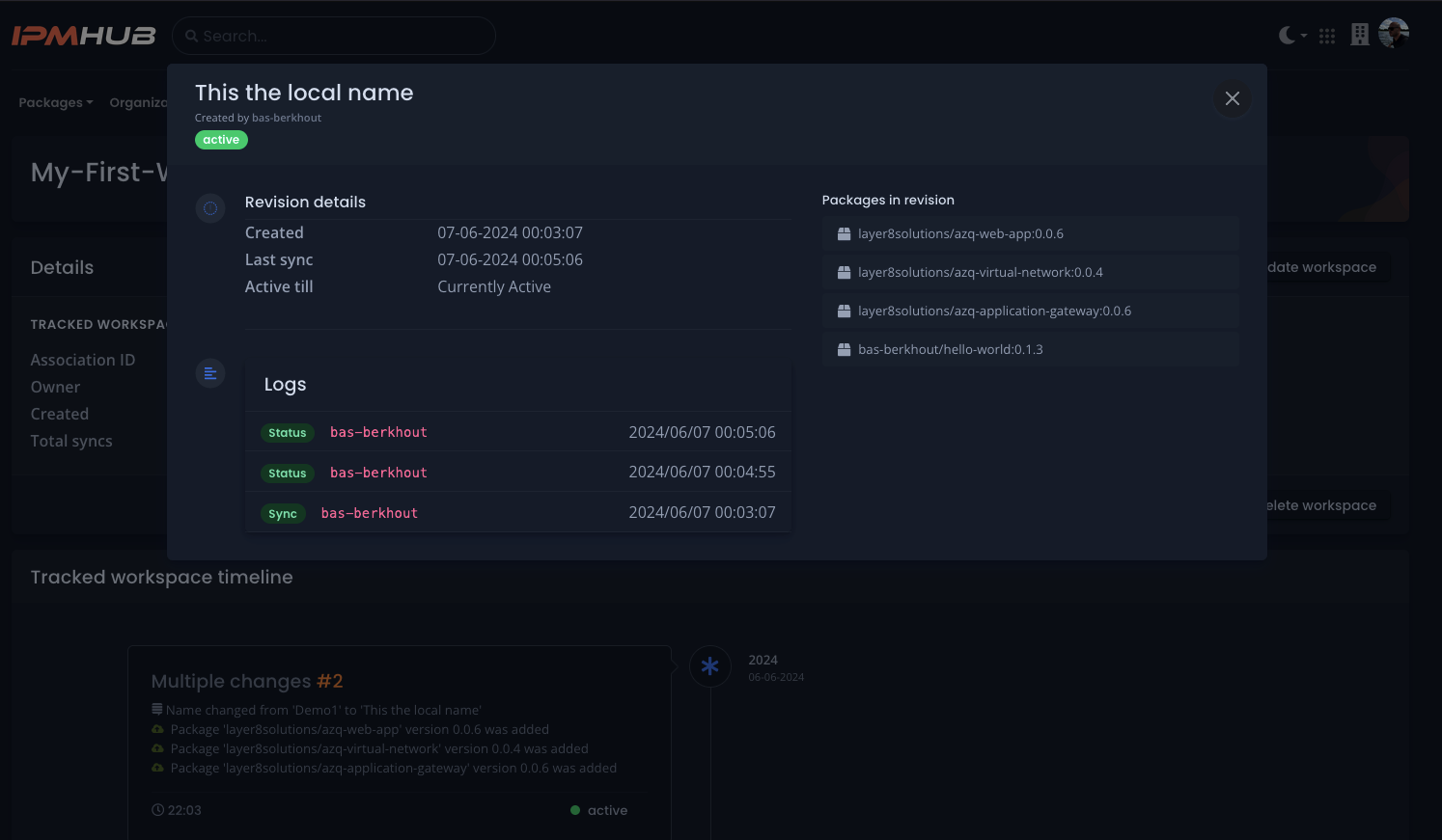 Tracked Workspacerevision logs